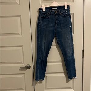 Madewell Deep Blue Distressed Cropped Jeans